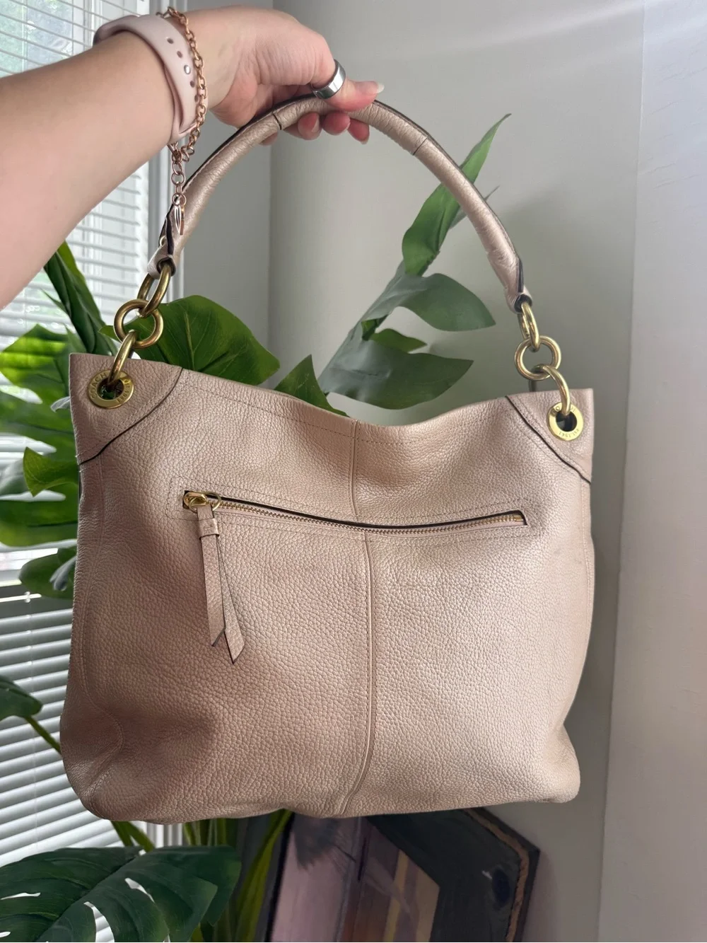 Coach Pebbled Leather Shoulder Bag in Light Blush